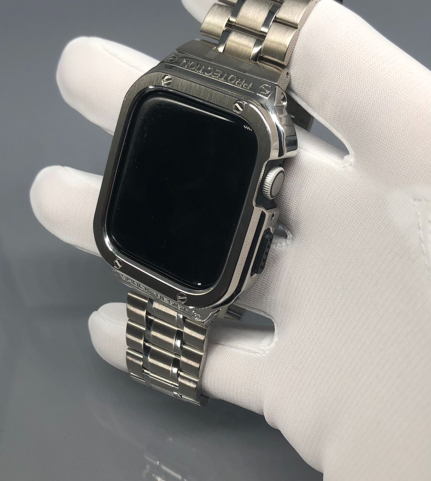 中古美品] Apple Watch バンド ステンレス ブラック 45mm - 時計