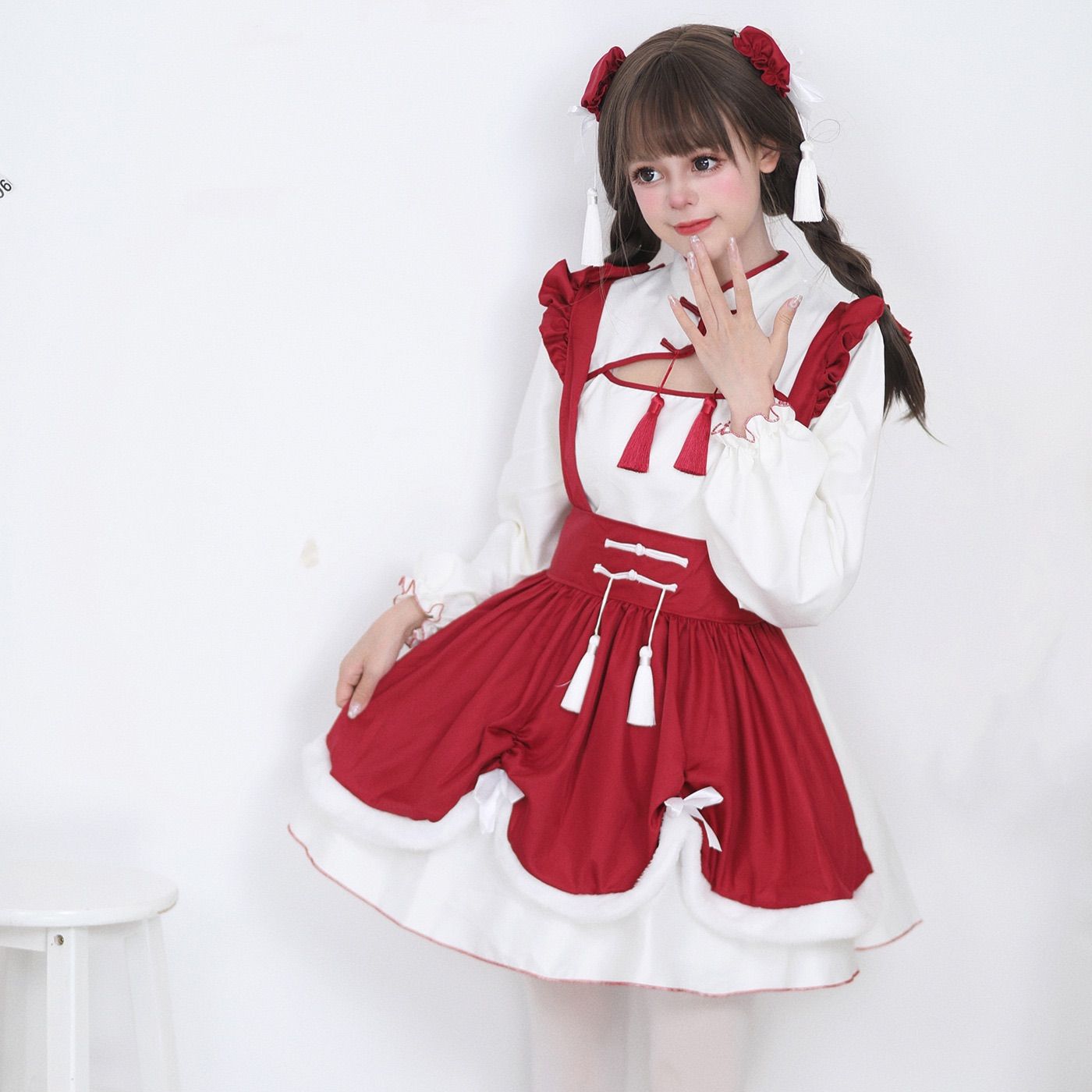 新品未使用 S - 6L チャイナ風 メイド服 メイド レディース コスプレ 衣装 チャイナ 長袖 イベント