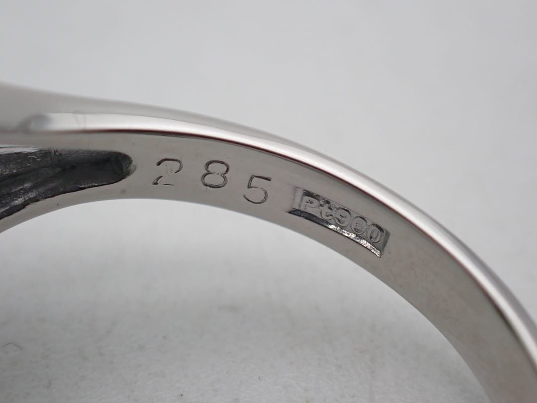 PT900 プラチナ ダイヤ取巻き ヒスイ リング J2.85ct D0.37ct 18号  