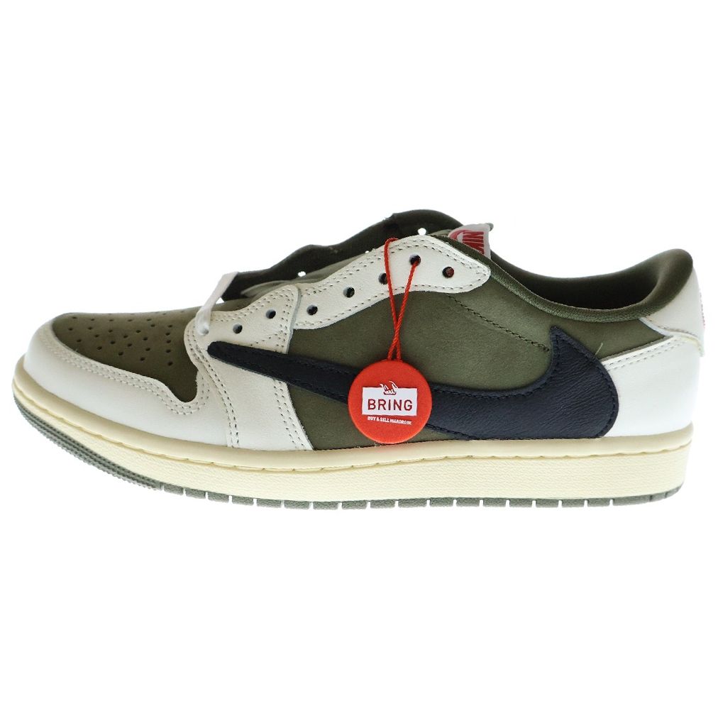 NIKE ナイキ ×TRAVIS SCOTT AIR JORDAN 1 LOW OG REVERSE OLIVE ×トラヴィススコット エアジョーダン1 ローカットスニーカー ホワイト|オリーブ US8|26.0cm DM7866-200