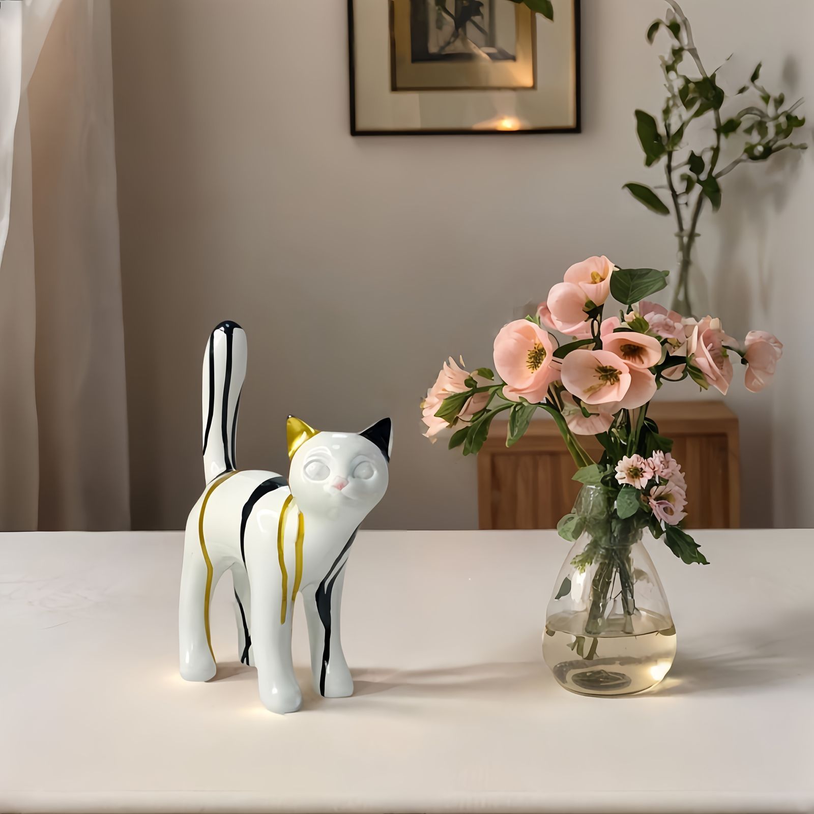 オブジェ 置物 オーナメント ネコ ねこ 猫 シンプル モダン 樹脂 インテリア おしゃれ 室内 屋内 インテリア雑貨 玄関 リビング ダイニング インテリア小物 棚装飾