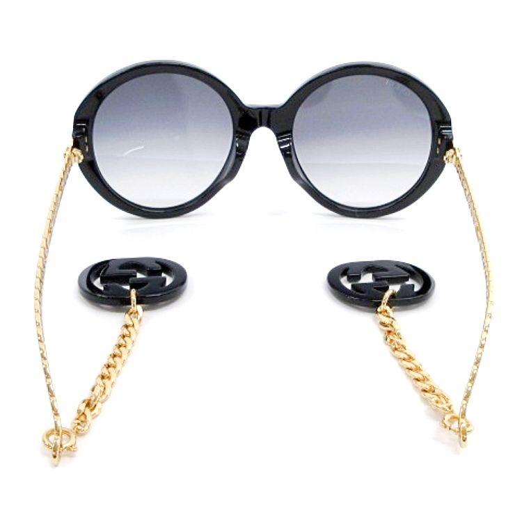 グッチ GUCCI 美品 GG0726S サングラス ラウンド チェーン