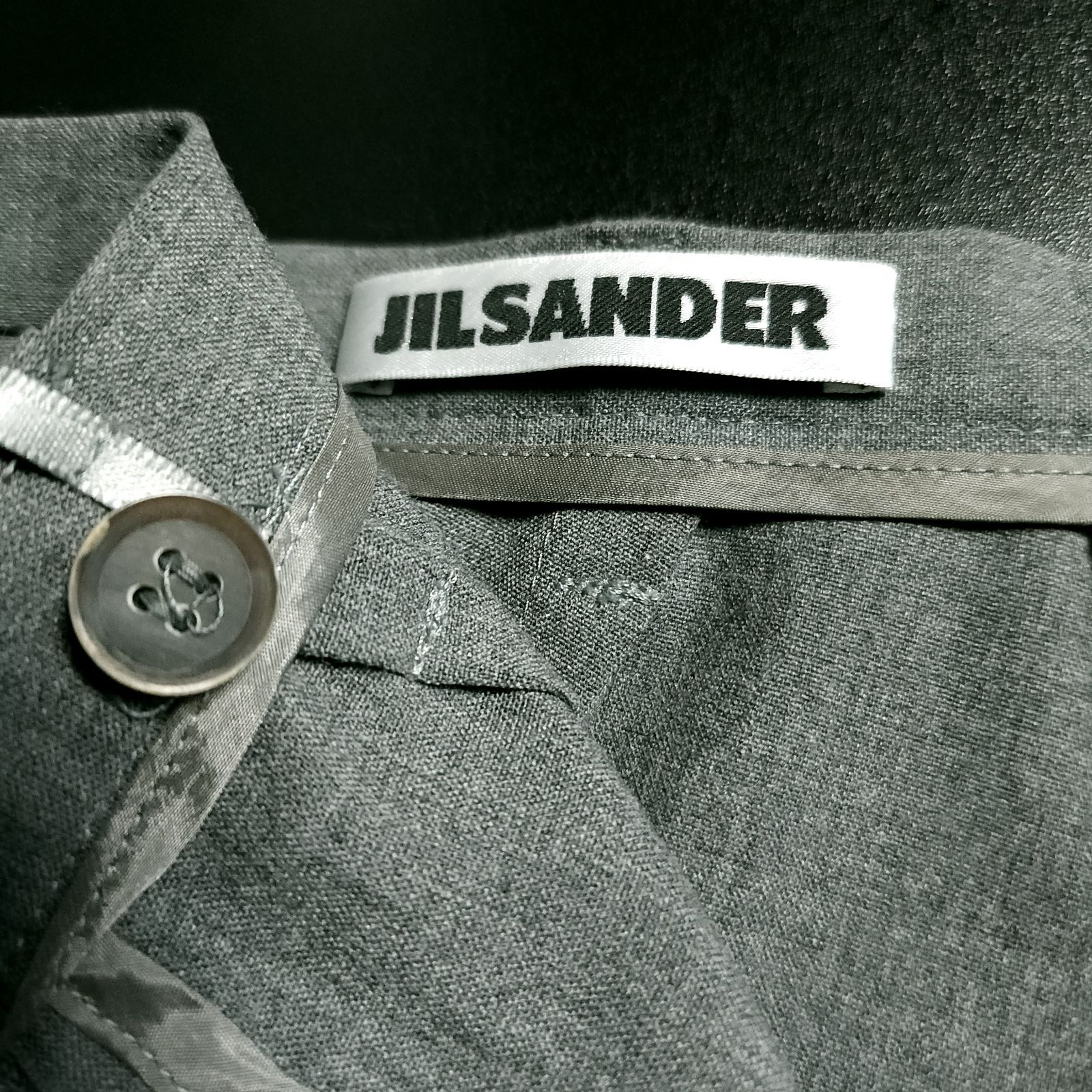 Jil Sander Lサイズ ウール100% ノータック グレー イタリア製 美品】JIL SANDER ノータックポリウールスラックス グレー36