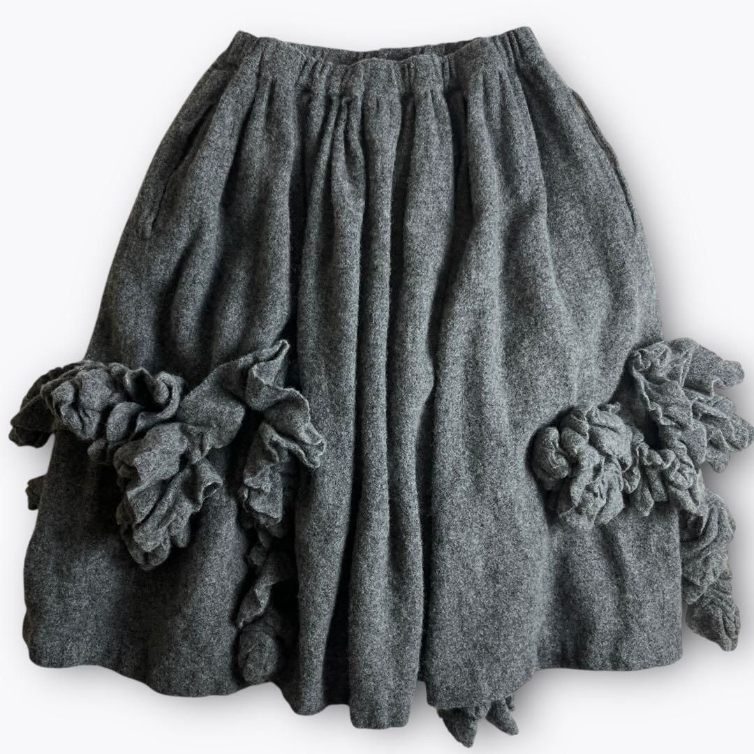 24 AW COMME des GARCONS コムコム 縮絨 フリルスカート