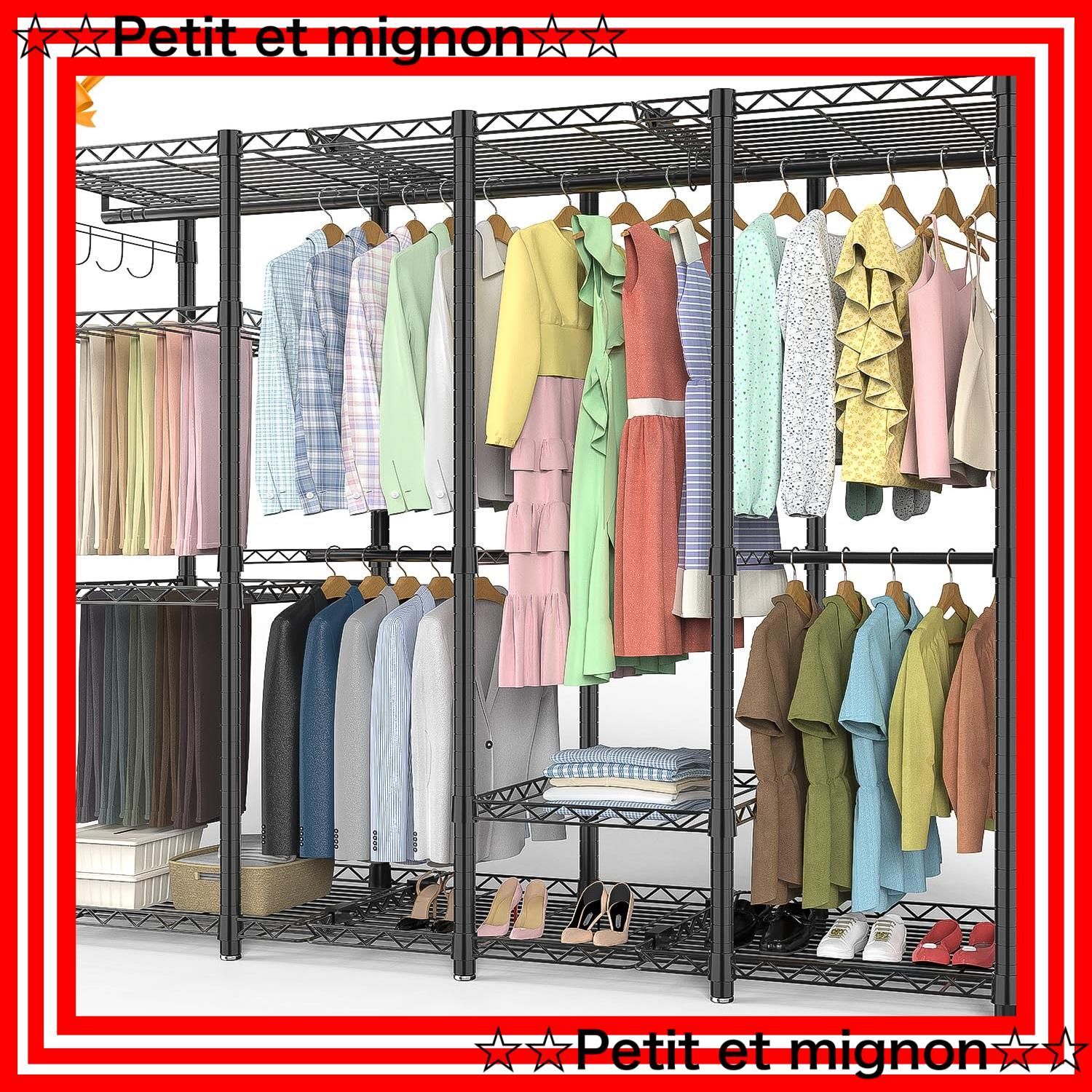 ハンガーラック 頑丈 4層 大容量 ワードローブ 4つの組み立て方法