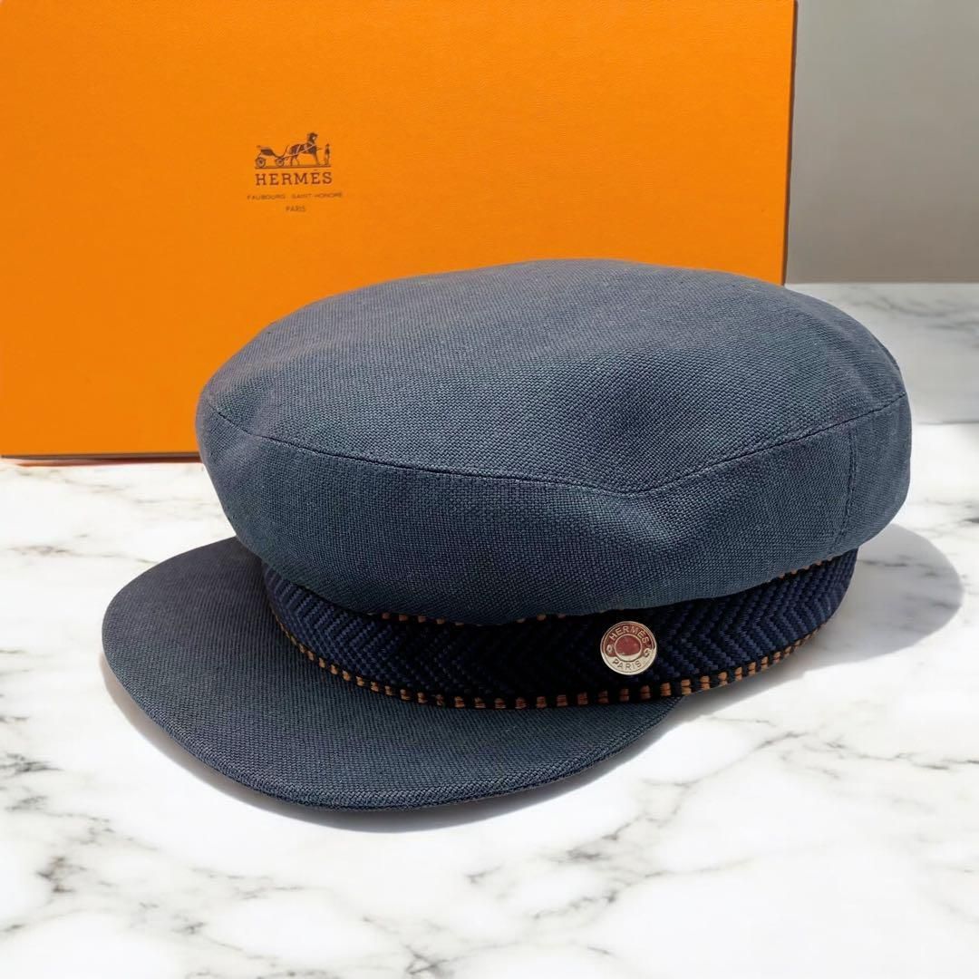エルメス カヴァル セリエ キャスケット ネイビー 帽子