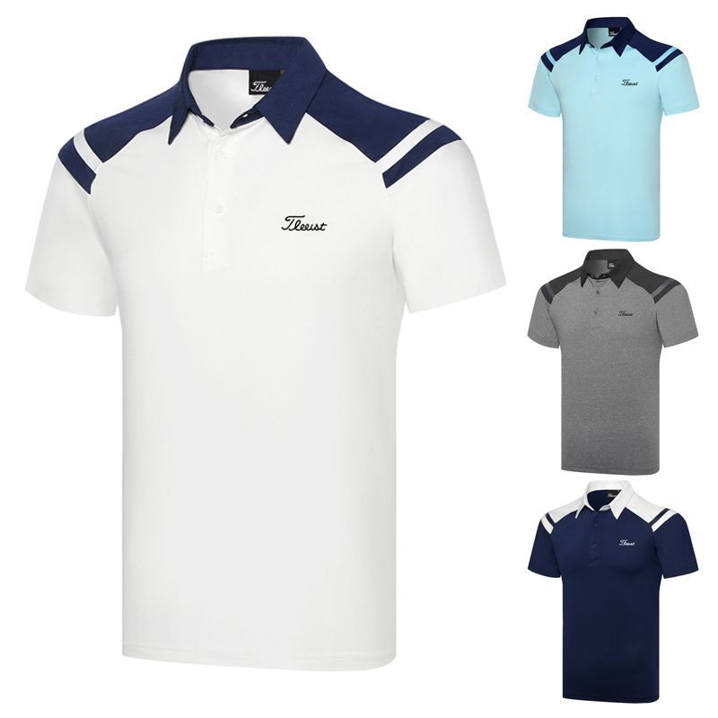 Titleist ゴルフトップス ゴルフウェア Tシャツ 半袖 メンズ S-XXLサイズ ゴルフウェア ブルー/白/灰/ライトブルー 4色選択可能