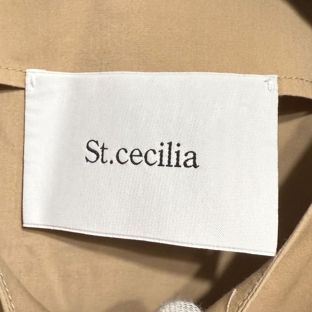 美品 St.cecilia セントセシリア ガーリッシュ クリオネブラウス 長袖 パフショルダー ノーカラー ペプラム シャツ 38 ベージュ レディース 古着 中古 美品 St.cecilia セントセシリア ガーリッシュ クリオネブラウス