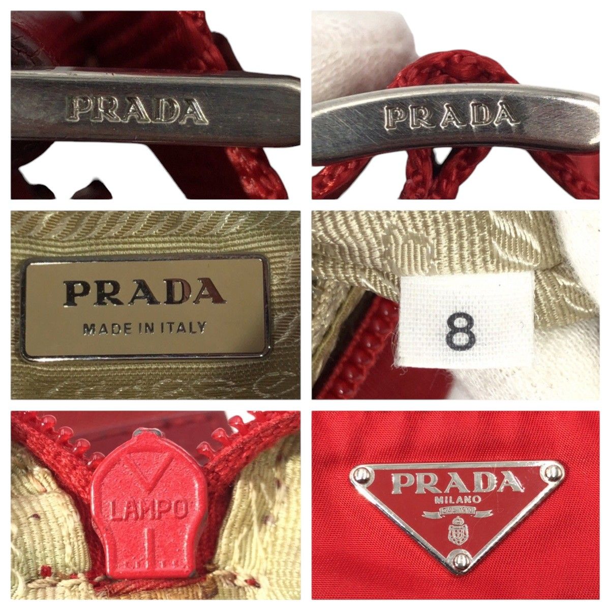 美品 PRADA プラダ テスート 三角ロゴ レッド ナイロン