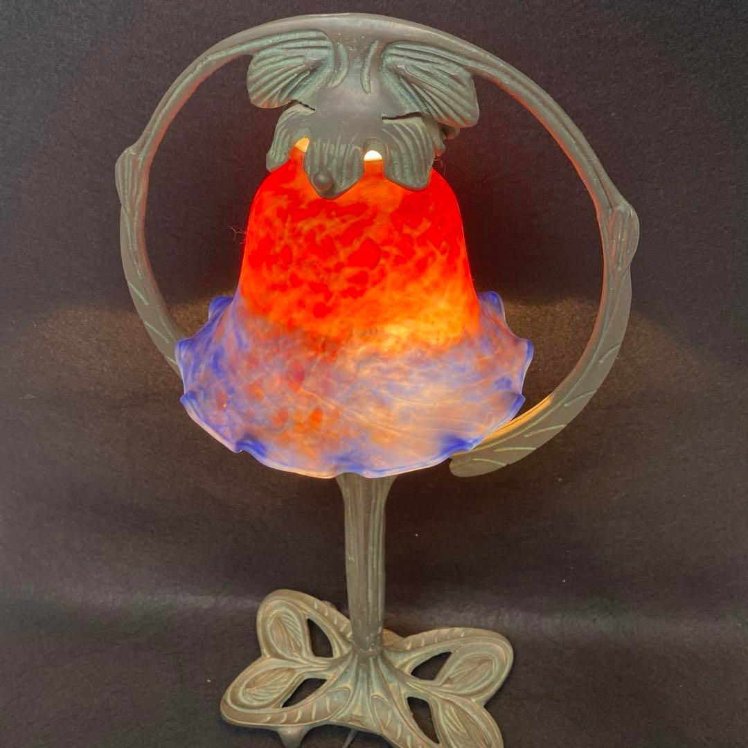 アンティーク フランス異色溶かし込ガラスランプ 高さ45㎝ 東Y6-0710