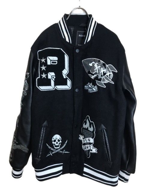 中古】REASON リーズン スタジャン 刺繍 ワッペン ジャケット ブラック