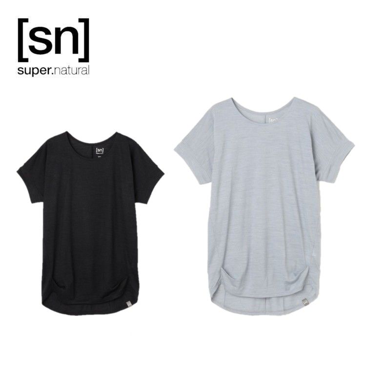 25秋冬 エスエヌ スーパーナチュラル sn super.natural レディース JP 140 フロー ルーズ Tシャツ snwj10233 トップス 半袖 Tシャツ メリノウール ヨガ ピラティス フィットネス