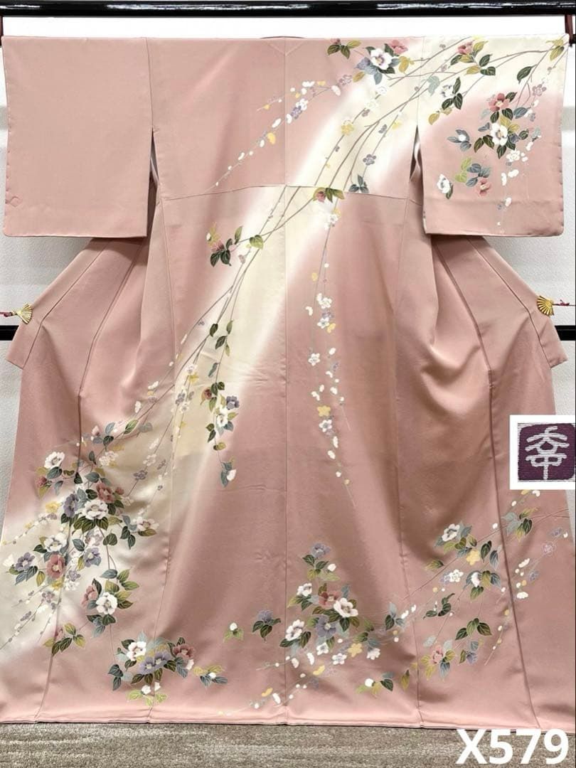 手描き友禅 作家物 訪問着 落款入 ちりめん 正絹 躾糸付き - メルカリ