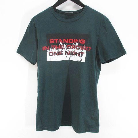ディオールオム Dior HOMME 733J603I1812 半袖 カットソー Tシャツ S 緑 グリーン系 プリント 綿 コットン イタリア製 正規