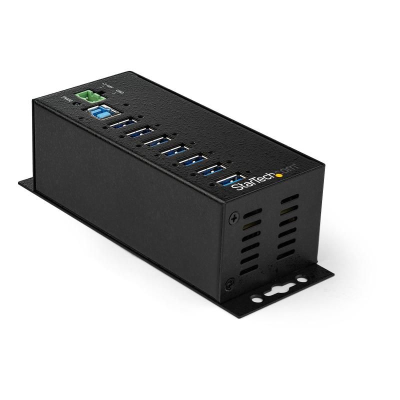 StarTech.com 7ポートUSB-Aハブ セルフパワー対応 ACアダプタ付属 サージ保護 メタル業務用USB 3.0ハブ DINレール|壁面|デスク下への取付 High Speed US