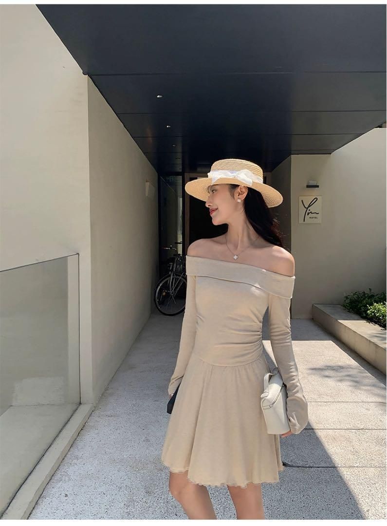 ワンショルダーミニドレス 韓国風春夏セクシーAラインショート高見え