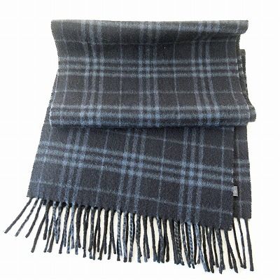 バーバリー ロンドン BURBERRY LONDON 美品 カシミヤ マフラー ストール ノバチェック フリンジ 黒 ネイビー 1229 - メルカリ