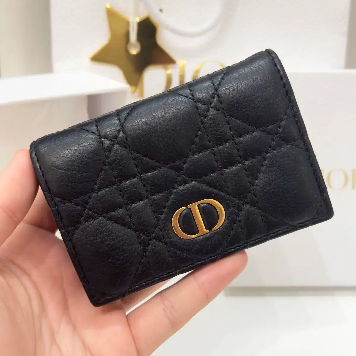 S レベル Dior ディオール カロ グリシン 財布 ブラック
