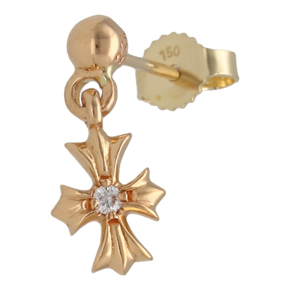 CHROME HEARTS クロムハーツ タイニーE CHプラス ドロップ ピアス 22K ダイヤモンド ゴールド 両面 1DIA クロス 25029565 RS