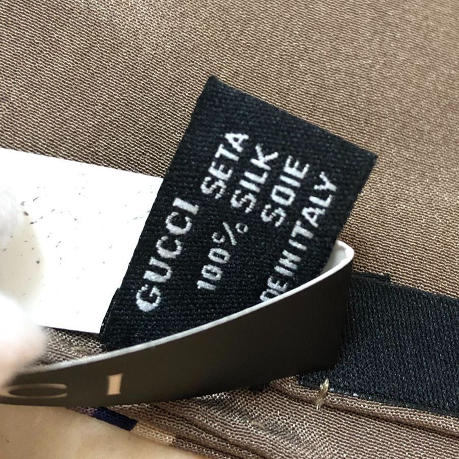 GUCCI グッチ 大判 スカーフ シルク100％ ブラウン系 - メルカリ