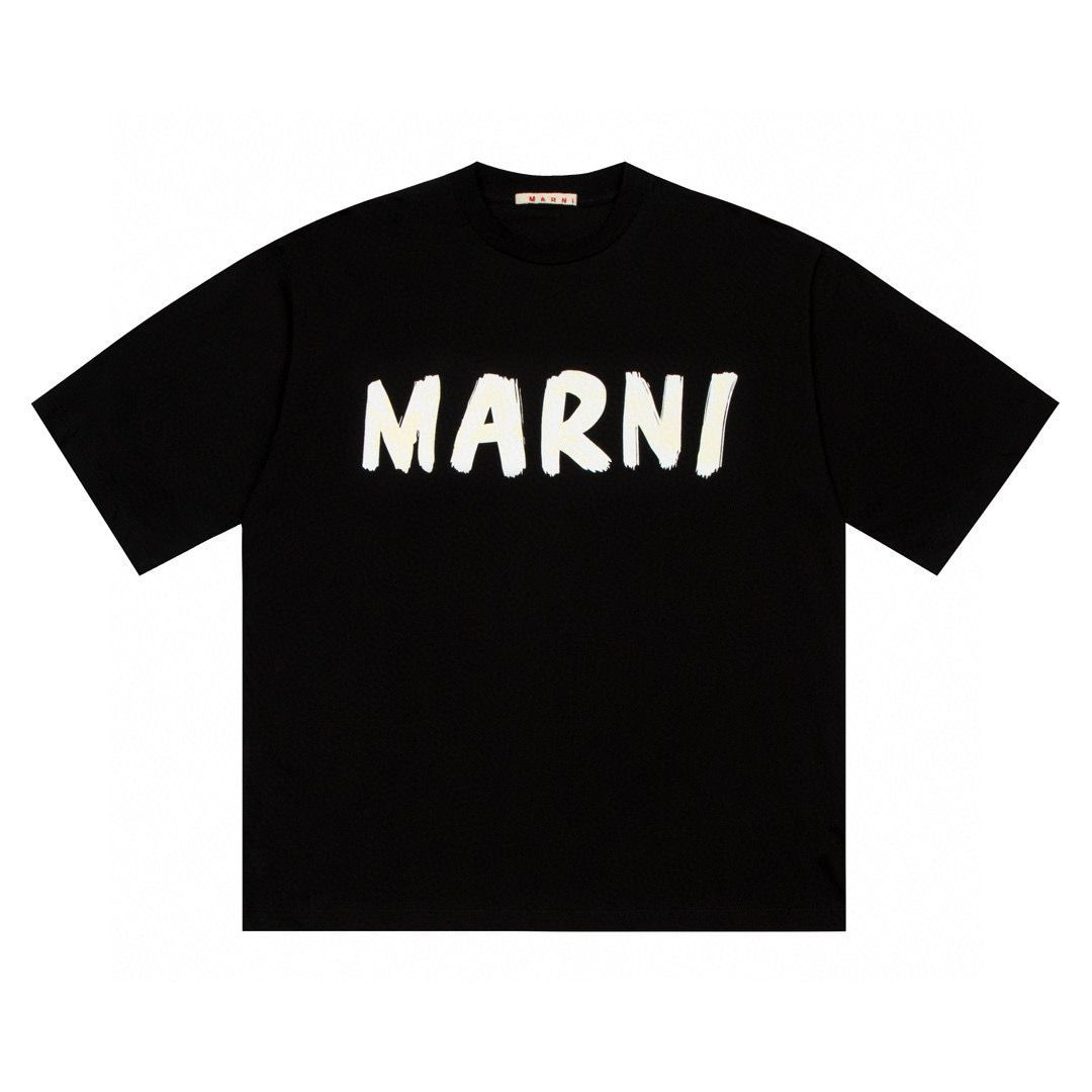 新品 marni ロゴ プリント メンズ 半袖 tシャツ ブラック トップス ...