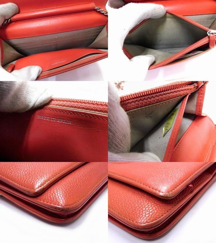 2 シャネル A48654 □ チェーンウォレット レディース キャビアスキン  