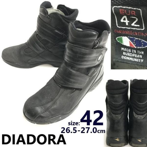 DIADORA|ディアドラ バイク|ライディング|オンロードブーツ 42|26.5-27.0|black|黒 Veratex|motorcycle boots|leather|RACING|Shoes◆cWB103-04<sale>