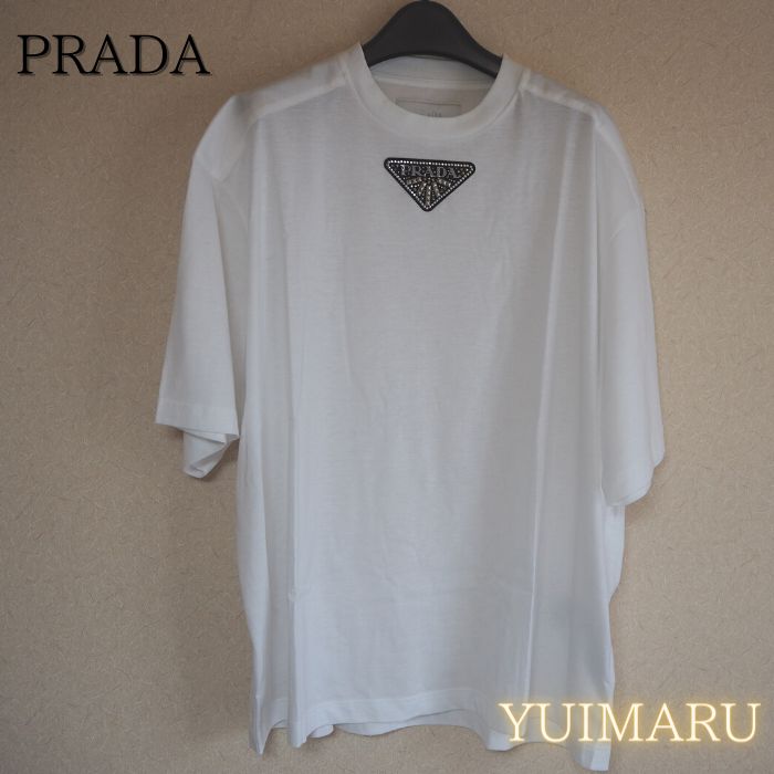 新品】プラダ(PRADA) ホワイトTシャツ メンズ／Sサイズ - Yuimaru