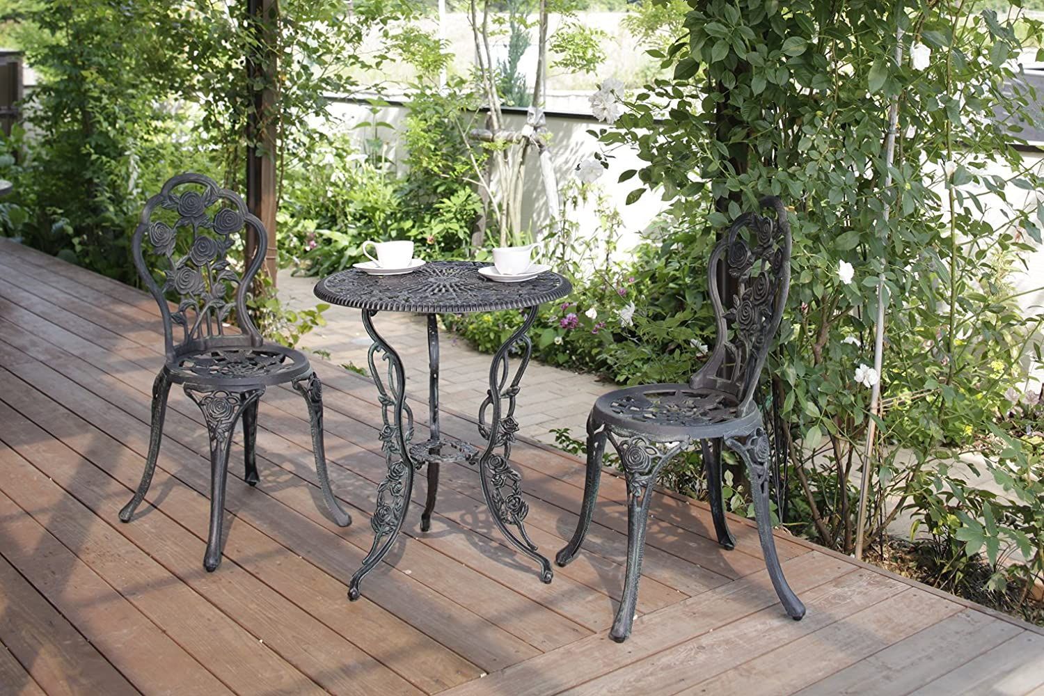 タカショー Takasho テーブルセットローズ 青銅色 60φ |A テーブル1台 チェアー2脚 SGT-15VN STEELWINDOWSANDDOORS_COM