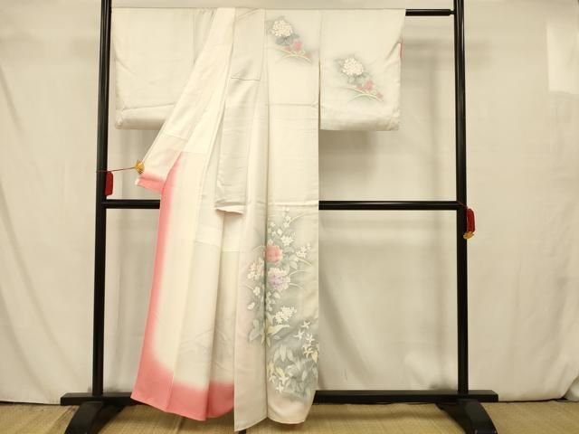 訪問着　手描き　草花文　暈し染め　正絹　逸品　身丈163　裄67 訪問着 手描き 草花文 暈し染め 正絹 逸品 身丈163 裄67 - メルカリ