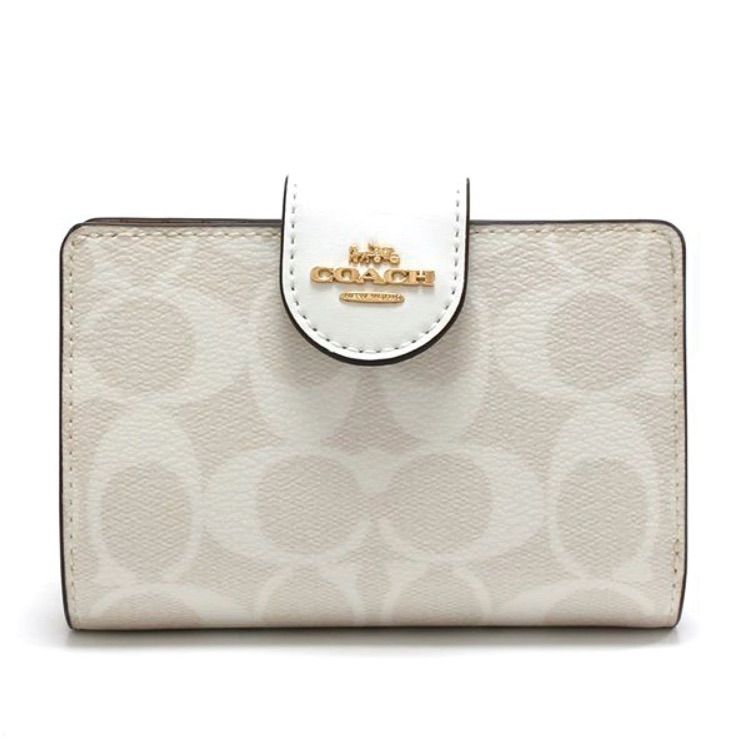 新品 COACH コーチ 定価44,000円 二つ折り財布 チョーク/グレイ 新品 COACH コーチ 定価44,000円 二つ折り財布 チョーク/グレイ
