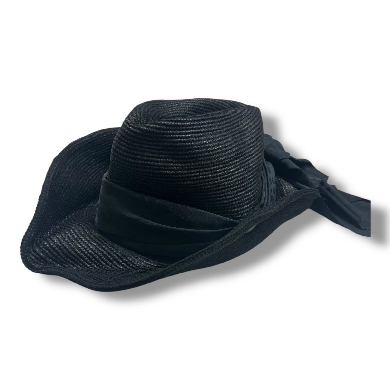 参考上代46200円 kiryuyrik 24SS Ribbon HAT レオパード柄 リボン ハット 帽子 キリュウキリュウ KR-HAT18-173CTNG ブラック F 90280A3