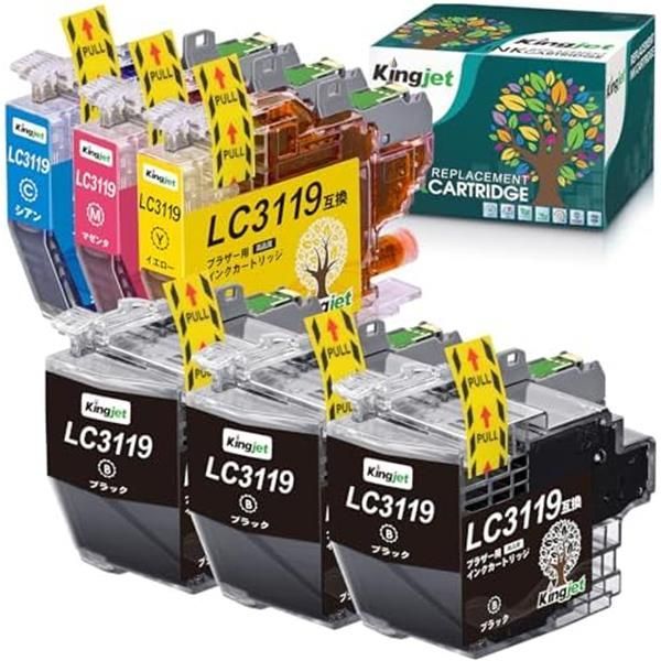 Kingjet LC3119-4PK 互換インクカートリッジ LC3119 LC3117 4色セット LC-3119BK ブラック 2本 6本セットLC3119 LC3117 MFC-J6980CDW MFC-J6580CDW MFC-J6983CDW MFC