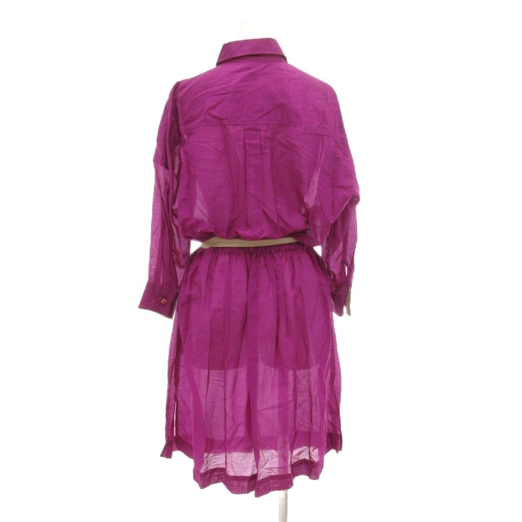 ドルチェ-ガッバーナ ドルガバ DOLCE-GABBANA シャツワンピース シルク混 シアー シースルー 40 紫 パープル ベルト付き ひざ丈 UO GY19 WWW_NOITHATQUANGTHANH_NET