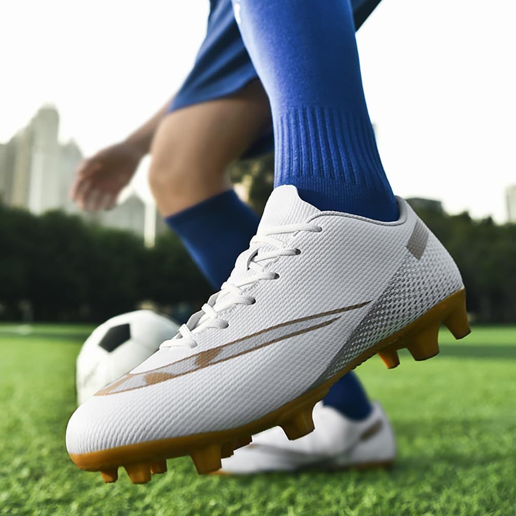 サッカー・フットサル シューズ 白/黒 スパイクタイプ Amazon | [DZXZ] サッカースパイク メンズ サッカーシューズ
