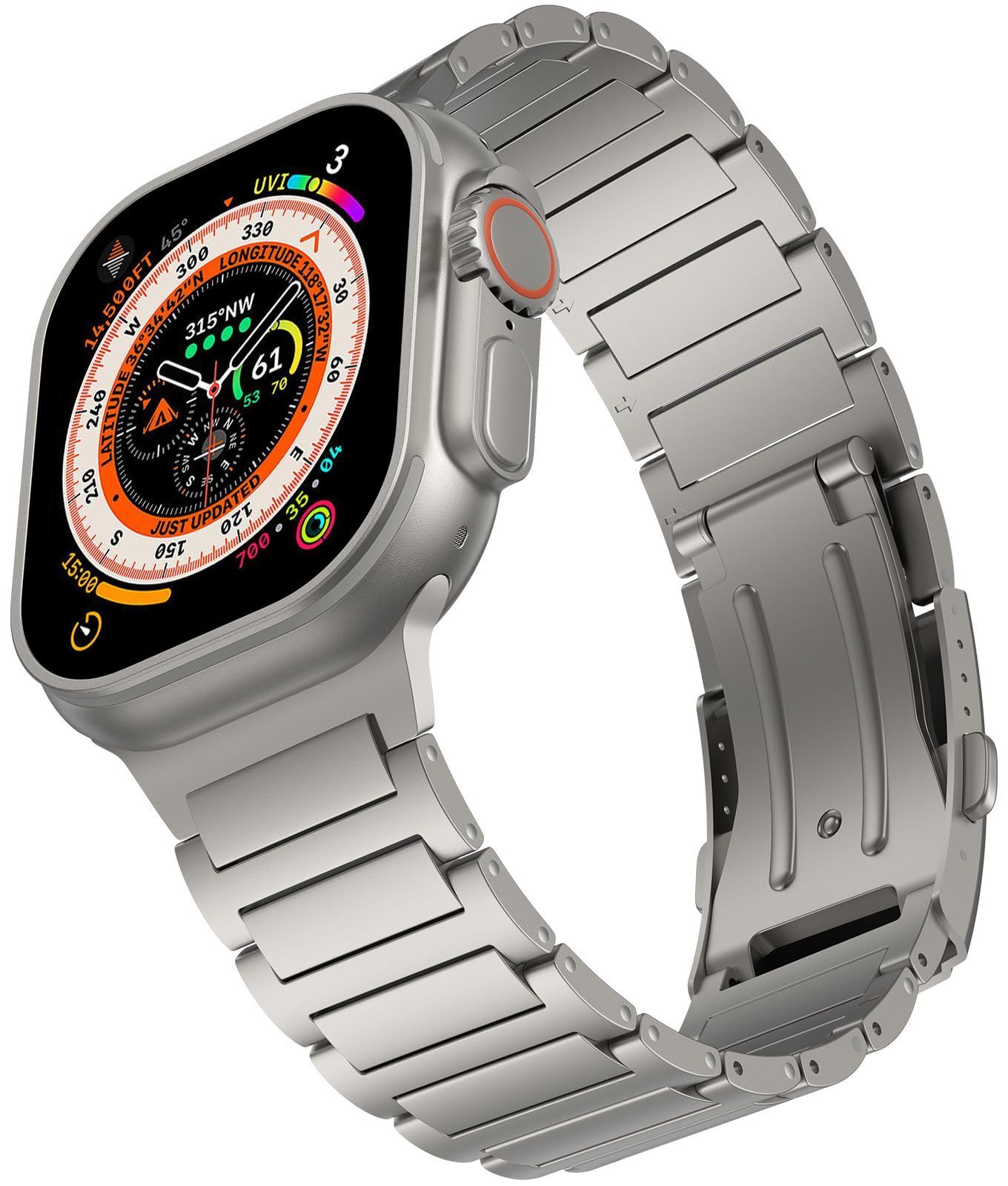 数量 49mm Ultra|Ultra2対応交換バンド バンド 渋い光沢 チタンカラー チタニウム金属 watch 三つ折れプッシュ式 調節 apple ビジネス風 軽量 アレルギー防止 コンパチブル アップルウォッチ バンド Bandsie