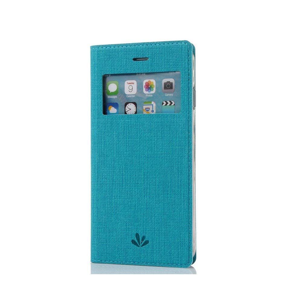【在庫処分】Smartist ViLi DMX Plain Window iPhone8 iPhone7対応 手帳型 薄型 スリム 軽量 窓付き ケース シンプル スタンド機能 カード収納 装備 青 水色 CIH8-BFVLPlainWD-LB