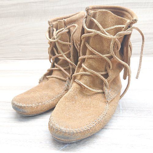 □ Minnetonka ミネトンカ フリンジ レースアップ 定番 モカシンブーツ