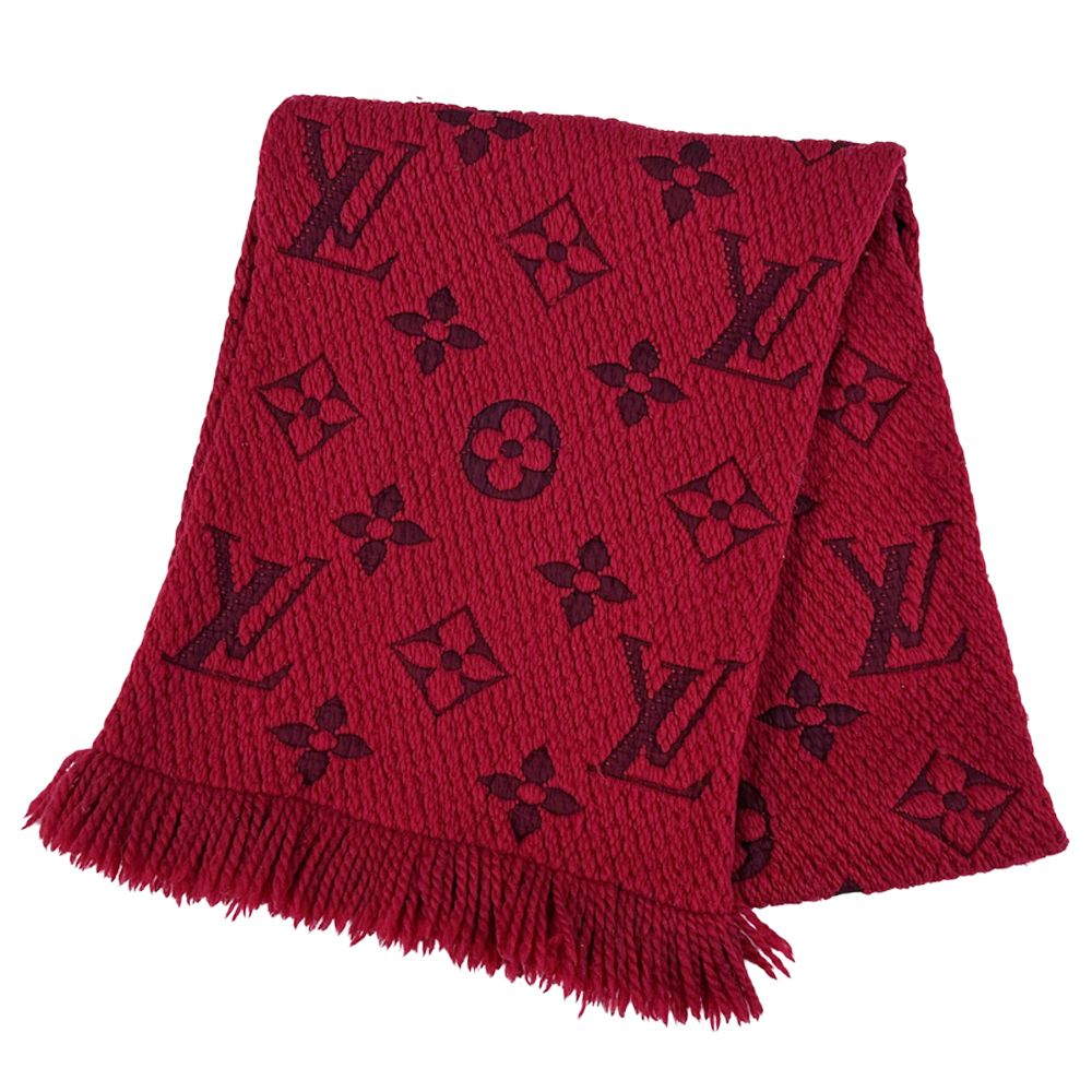 ルイ ヴィトン LOUIS VUITTON マフラー ストール モノグラム レディース ブランド ウール エシャルプ ロゴマニア レッド M72432 秋冬 防寒 おしゃれ 可愛い 暖かい