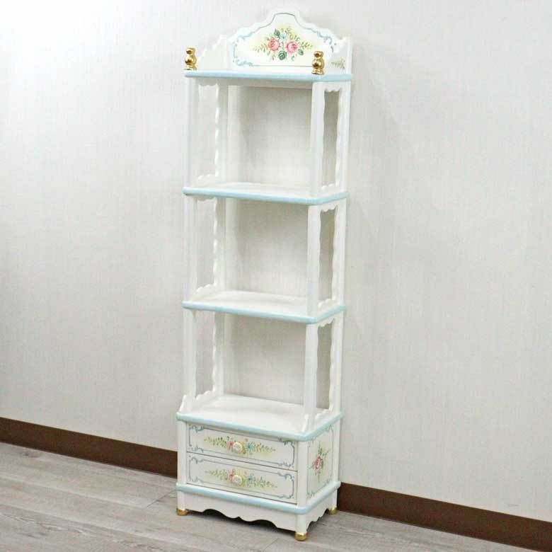ロココ シェルフ 花柄 ラック 引出付き ミニキャビネット 壁掛け