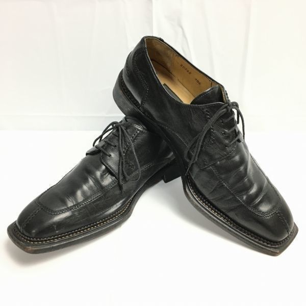 80s-90s?|Vintage MEZLANメスラン スクエアートゥ Uチップ ビジネスシューズ 黒|BLACK size8 プラチナムモデル|メンズ 菅NO.WZB-161<sale>