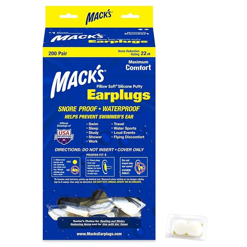 Mack s Macks Pillow Soft シリコン耳栓 200ペア NRR22 1 透明 0