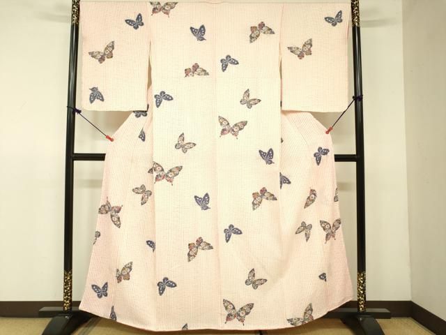 平和屋着物□上質な小紋 総絞り 辻が花 舞蝶文 正絹 逸品 DAAU8599zy