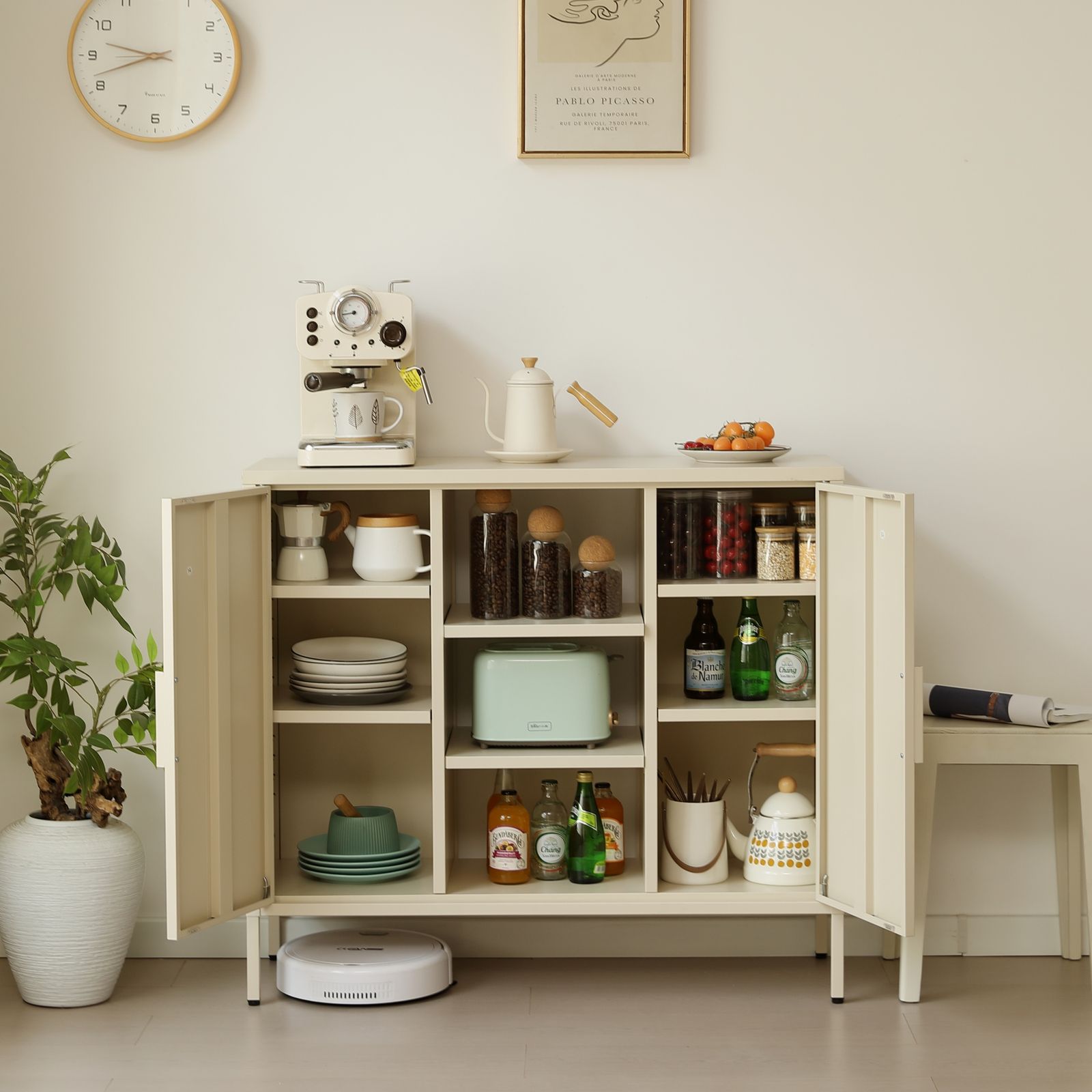 超人気！キャビネット スチール メタル 金属製 扉付き テレビ台 サイドボード キャビネット スチール サイドボード メタル 金属製 扉付き