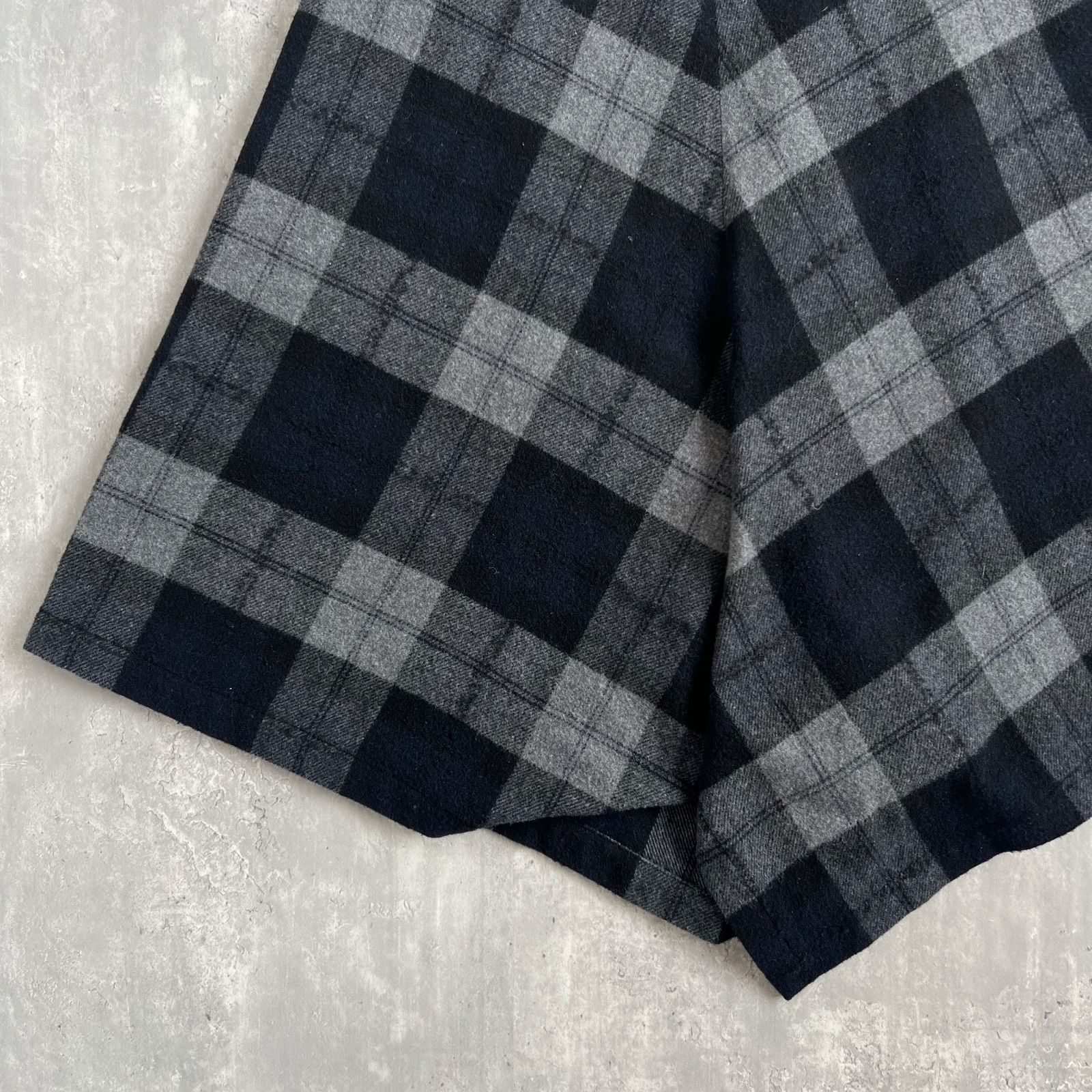 【美品】Y’s ヨウジヤマモト チェック 総柄 カーゴパンツ 2 ユニセックス Y's ワイズ ヨウジヤマモト アンゴラ混 ウールチェックスカートパンツ