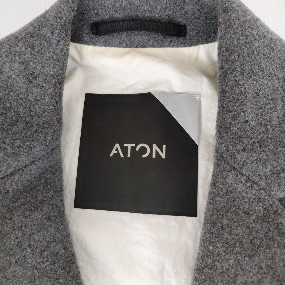 ATON AIR DOUBLE MELTON チェスターフィールドコート 定価86900円 サイズ00 チェスターコート グレー レディース エイトン【中古】5-0111A◎ ATON AIR DOUBLE MELTON チェスターフィールドコート 定価86900円
