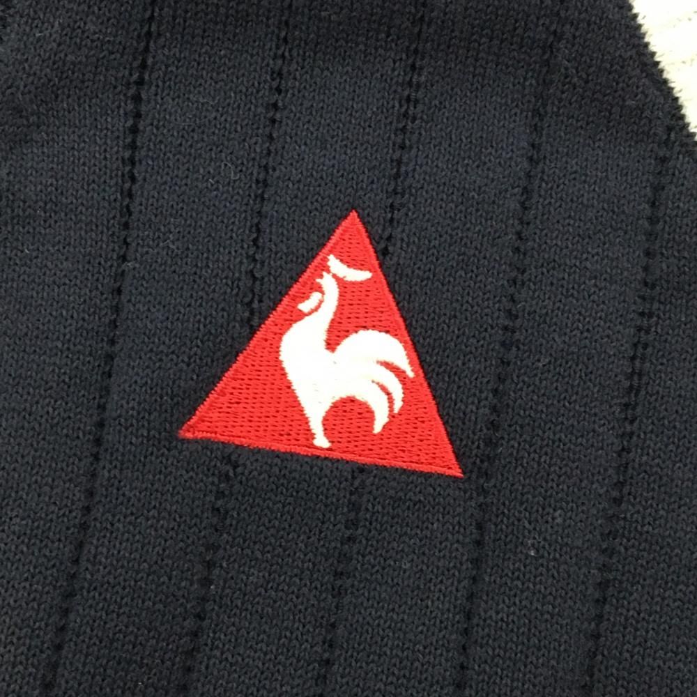 美品】ルコックゴルフ ニットベスト ネイビー×レッド×白