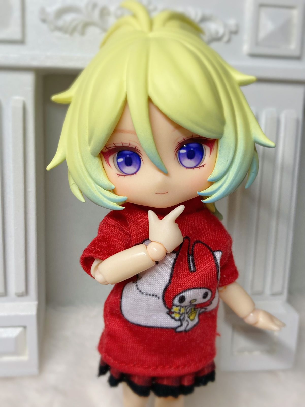 かすたむフェイス⭐︎メイク&アイホール加工有り+おまけレジンアイ（cream） ねんどろいどどーる】カスタム済みフェイス cream レジンアイ付