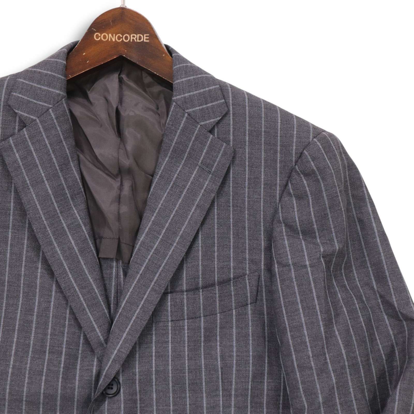 RING JACKET リングヂャケット 春夏用スーツ グレーストライプ44 RING JACKET リングヂャケット 春夏 背抜き☆ ストライプ テーラード