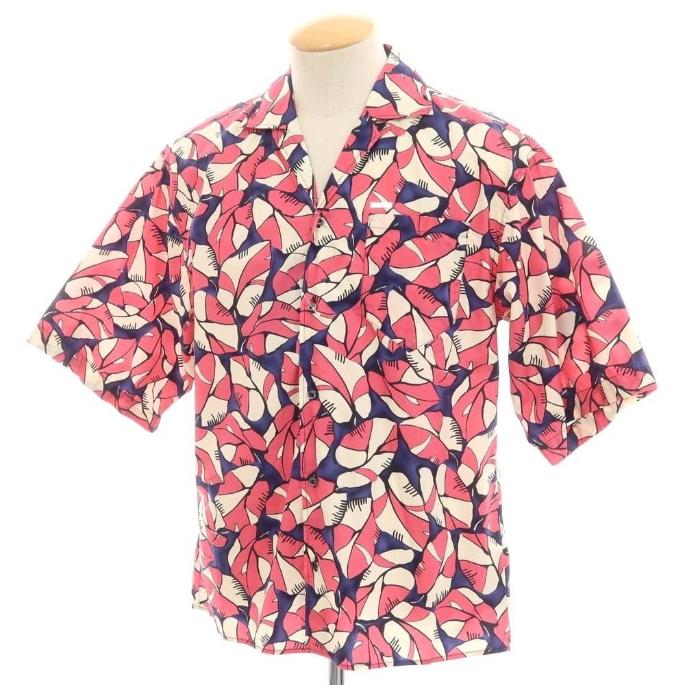 【新品アウトレット】ディースクエアード DSQUARED2 コットン オープンカラー 半袖シャツ ピンクxネイビー【サイズ44】【メンズ】